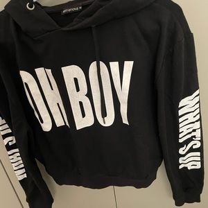 Black crop top hoodie